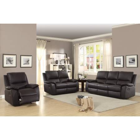 Greeley Reclining Sofa Set - Top Grain Leather Match - Brown